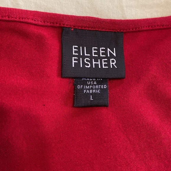 Eileen Fisher Red Rayon Scoop Neck, Long Sleeve T Shirt Top, Size Large. - Picture 2 of 7